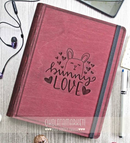 Bunny Love Ahşap Kapaklı Defter