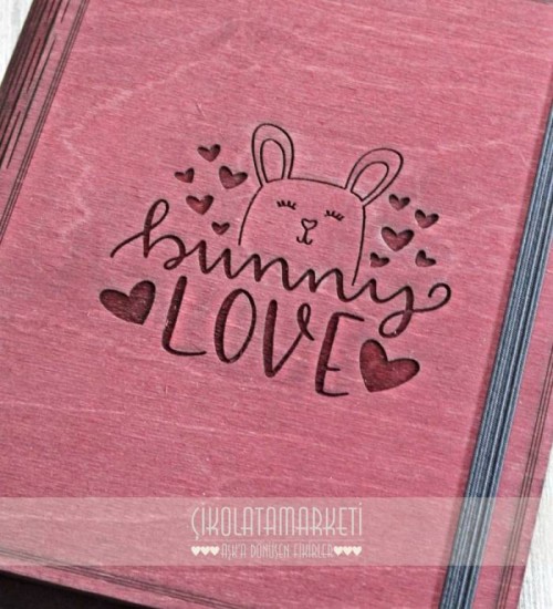 Bunny Love Ahşap Kapaklı Defter